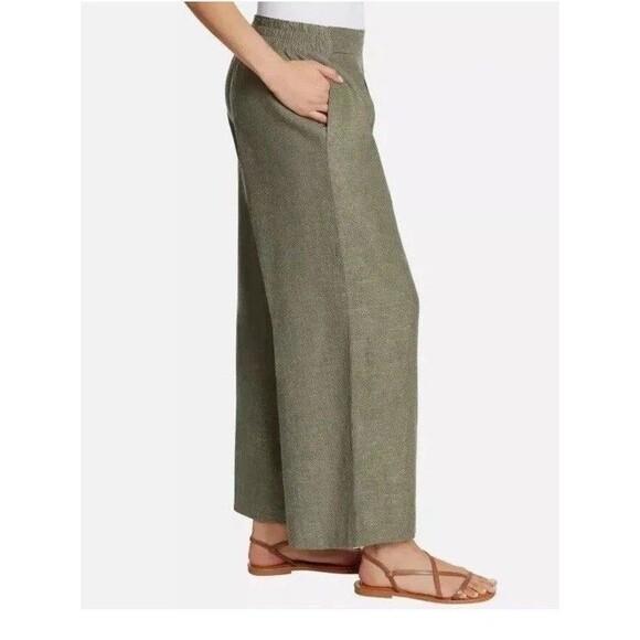 Ella Moss Womens X-Large Tan Linen Blend Wide Leg Ankle Boho Flowy Baggy Pants - Picture 7 of 8